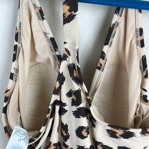 kona Sol Cheetah Print Medium Coverage One Piece Swim Suit Size L - Picture 6 of 12